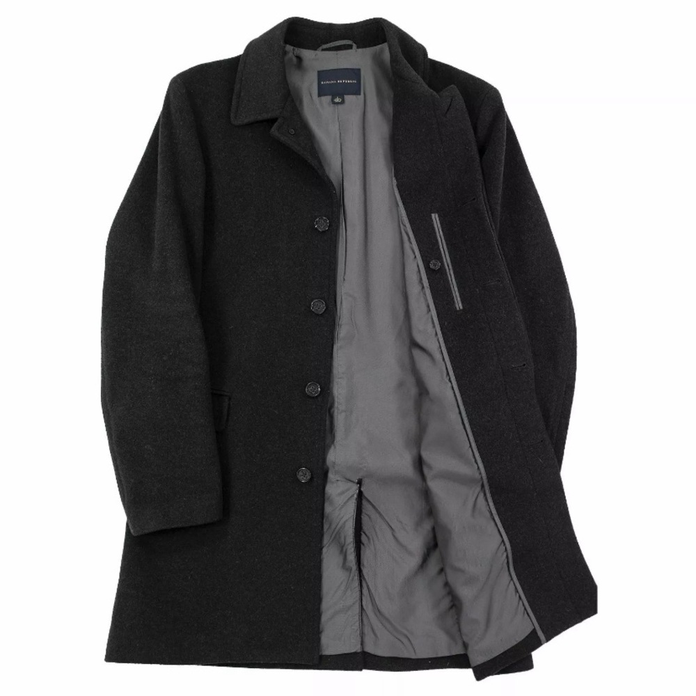 Banana Republic Charcoal Grey Wool Cashmere Lined Vented Overcoat
